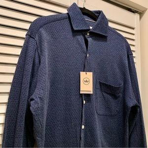 Peter Millar Blue Diamond Knit Dress Shirt